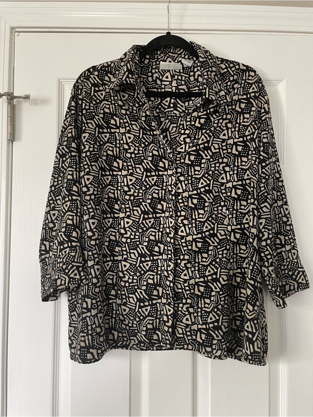 Black and Cream Geometric Print Blouse